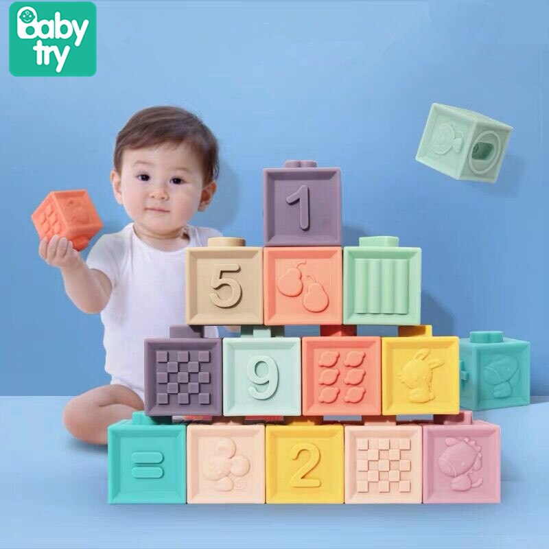 12pcs  ε巯 öƽ    1 2  4    ŷ 峭 3D ť Teether Montessori Juguetes Bebe